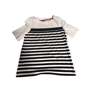 Jones New York Signature Womens XL Striped Boat Neck Top Black White  Trim